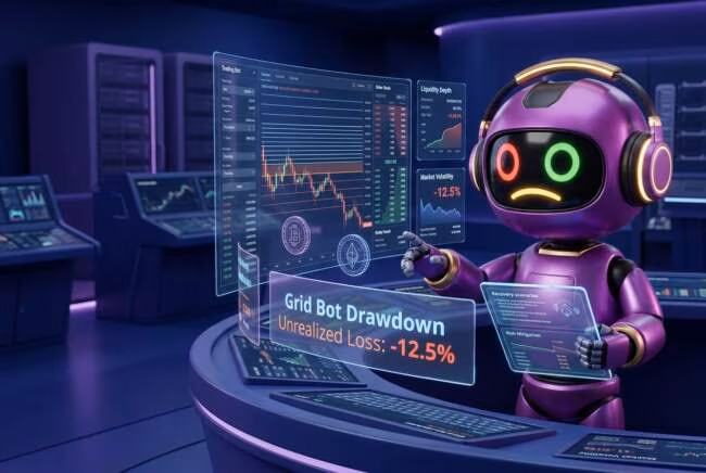 Робот анализирует просадку грид бота на экранах