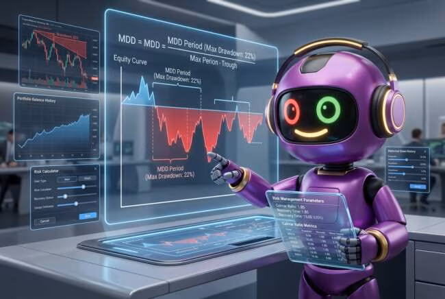 Робот анализирует максимальную просадку на графиках