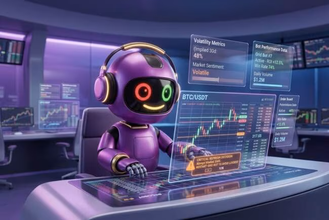 Робот перезапускает грид бот на торговой панели