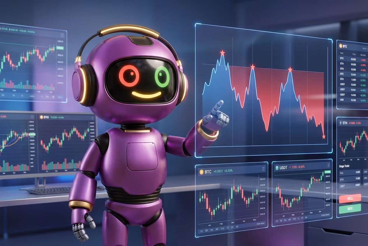 Робот объясняет расчёт максимальной просадки на графике доходности криптовалютного портфеля