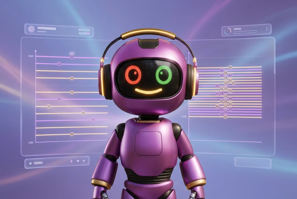 Робот-помощник объясняет широкий и узкий диапазон для грид бота