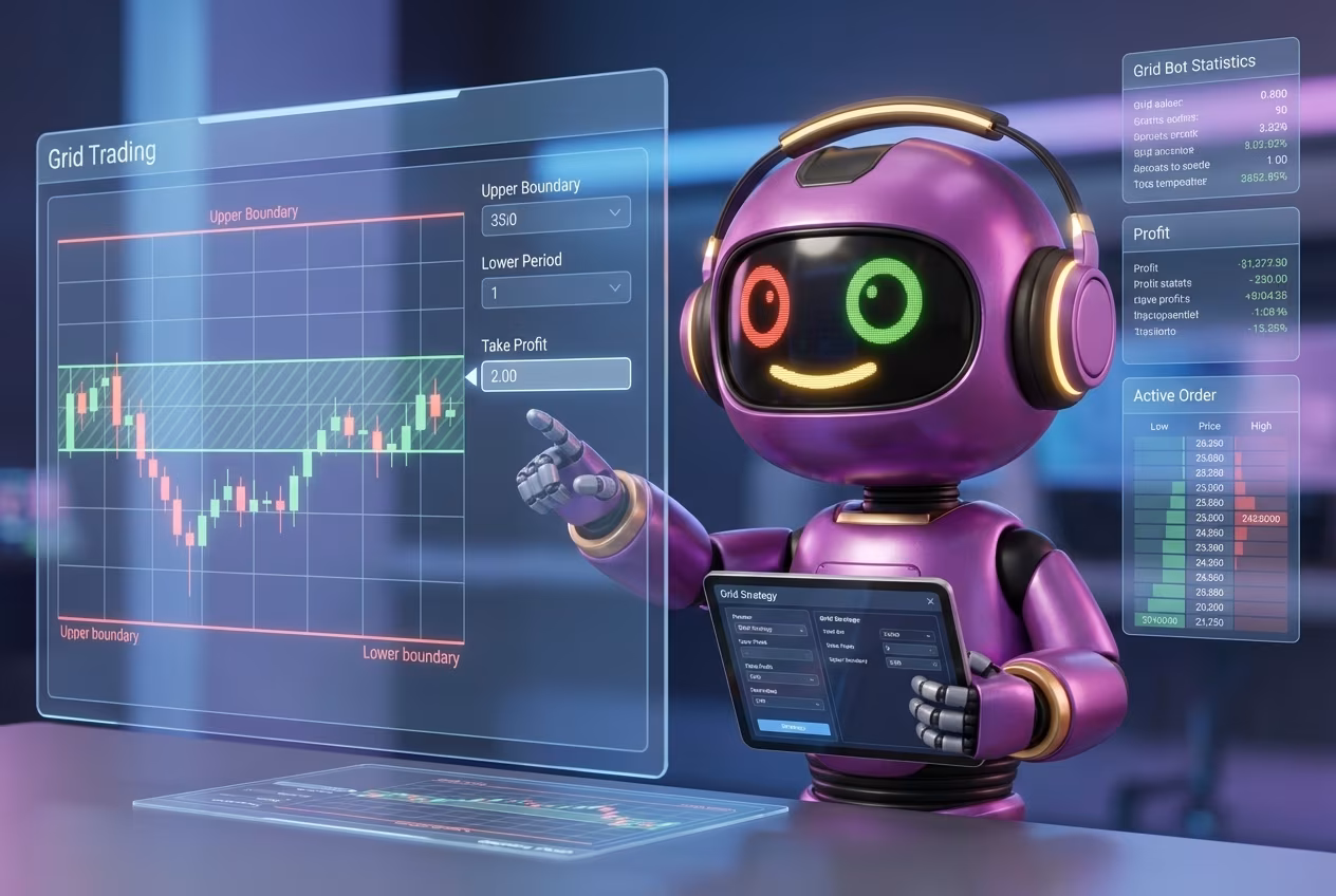 Настройка границ и тейк-профита грид бота для торговли в боковике